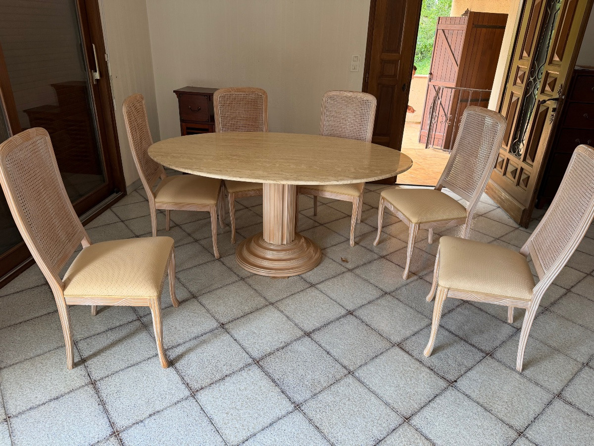 Table des années 70 plateau en travertin -photo-2