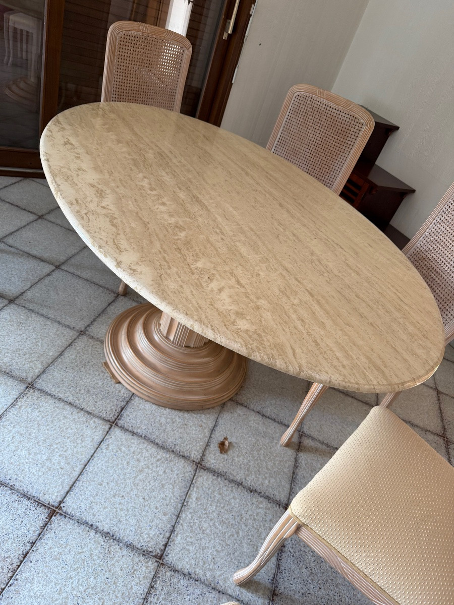 Table des années 70 plateau en travertin -photo-3