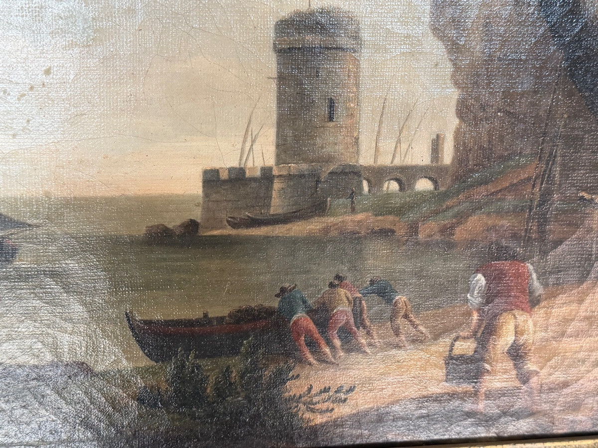 Atelier de Charles François Lacroix de Marseille (1700 - 1782) Scène de port animé-photo-1