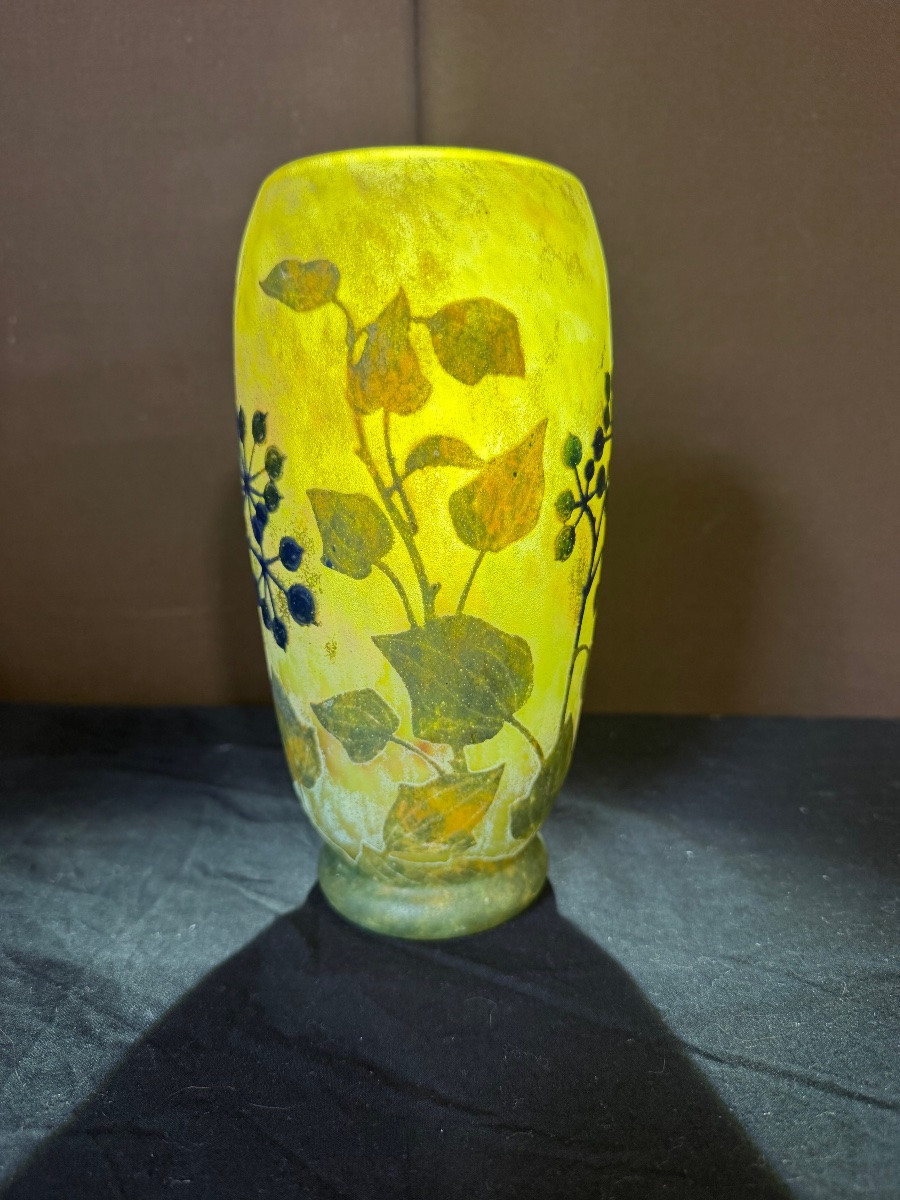 Vase Daum Nancy en verre gravé multicouche -photo-4