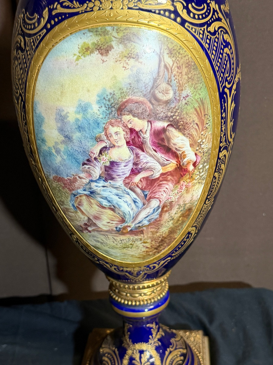 Importante paire de vases Sèvres -photo-3