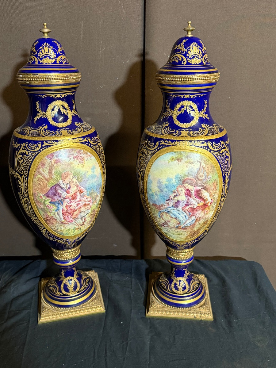 Importante paire de vases Sèvres -photo-6