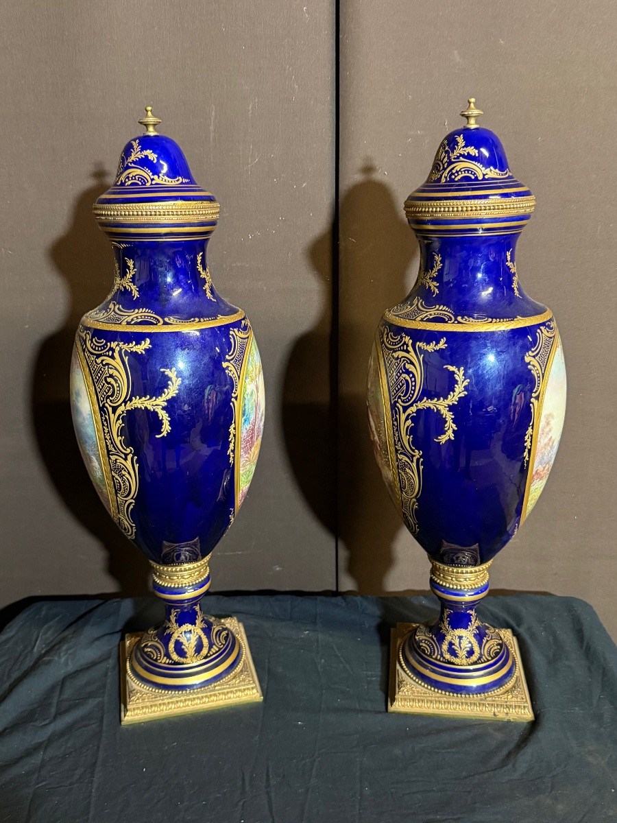 Importante paire de vases Sèvres -photo-7