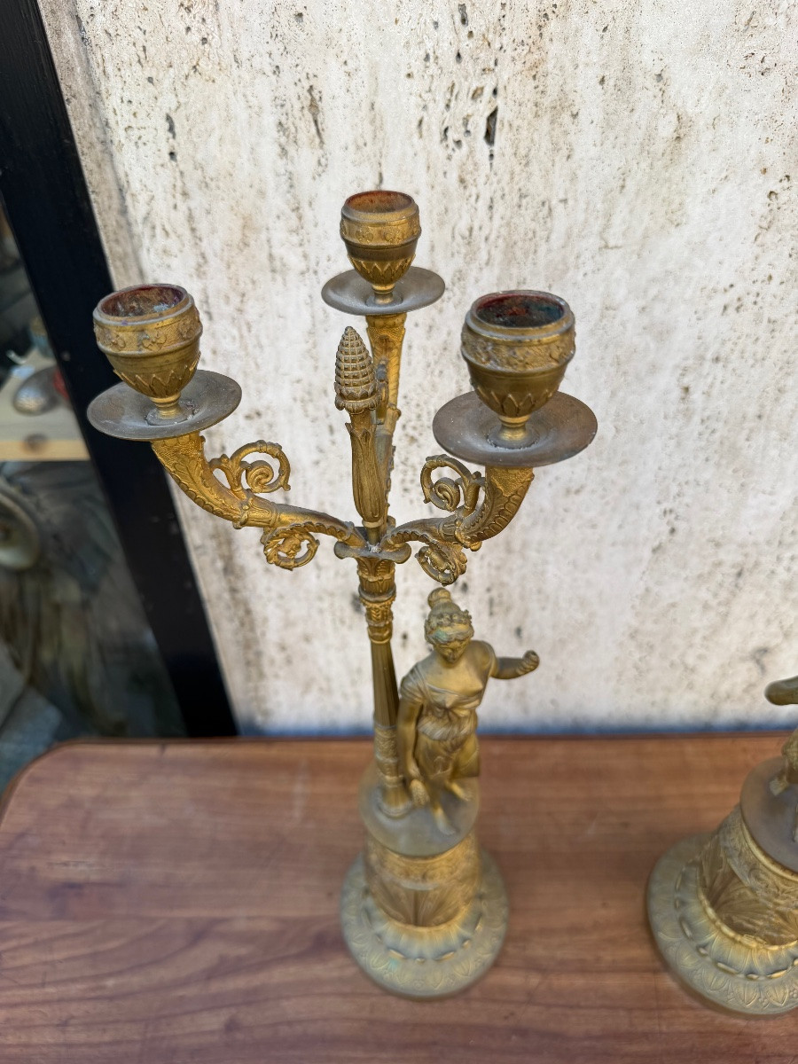 Pair Of Empire Candelabras Early 19th Century-photo-2