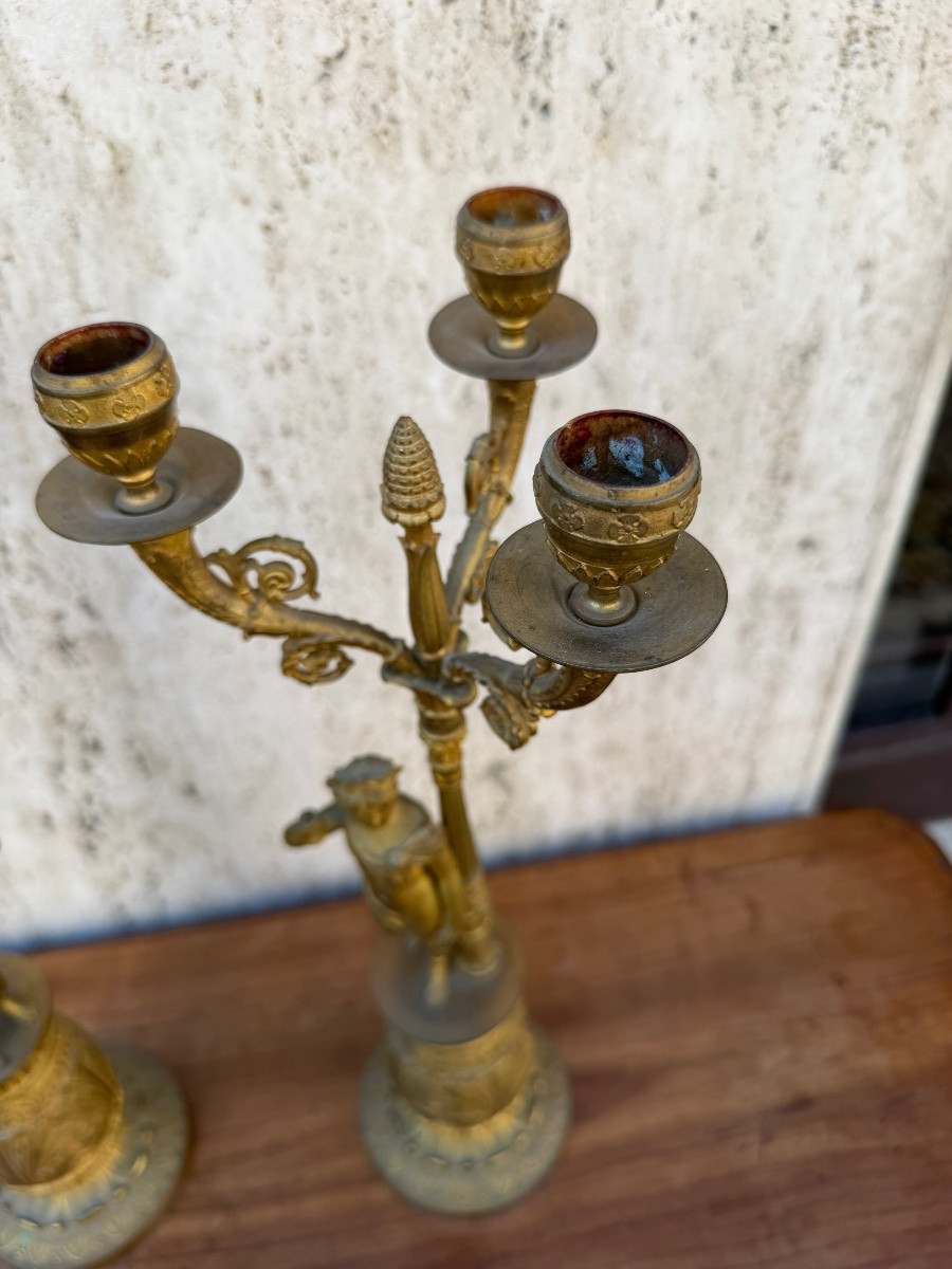Pair Of Empire Candelabras Early 19th Century-photo-3