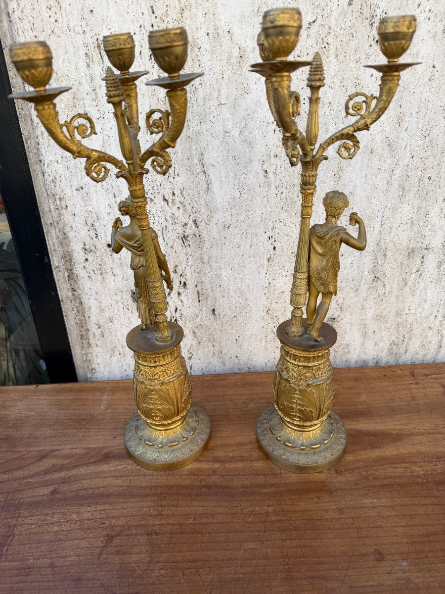 Pair Of Empire Candelabras Early 19th Century-photo-4