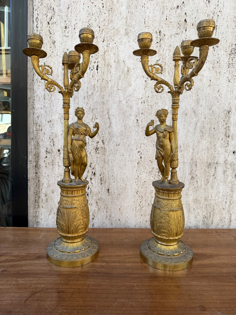 Pair Of Empire Candelabras Early 19th Century