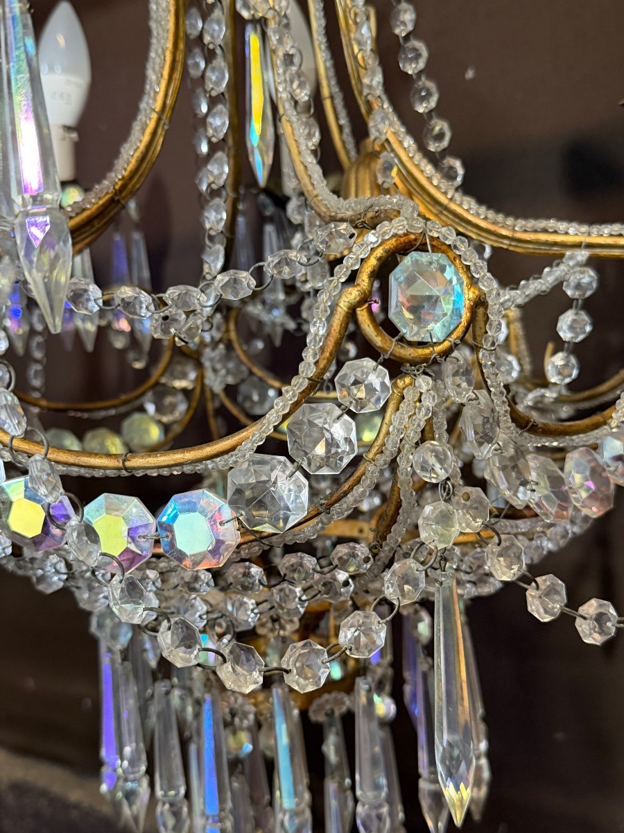 Six-light Chandelier With 19th-century Pendants-photo-2