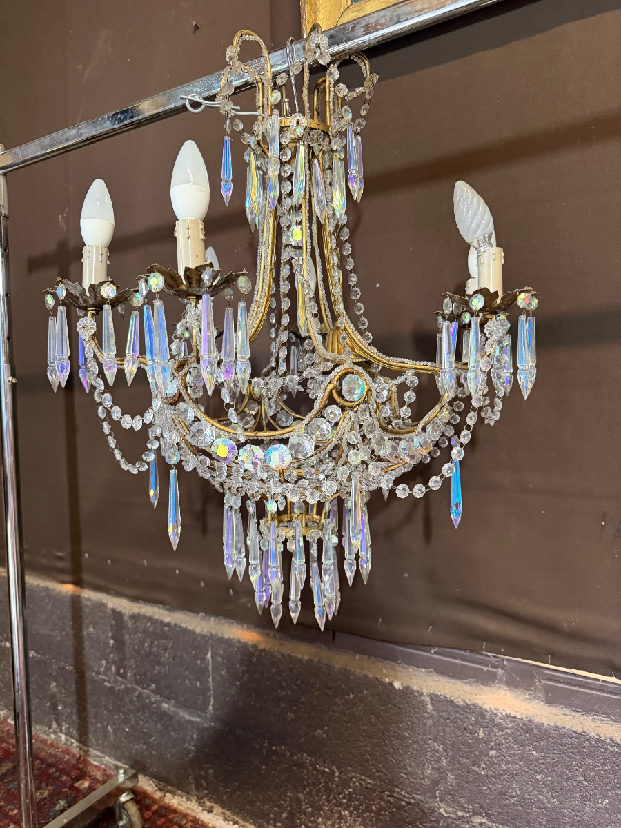 Six-light Chandelier With 19th-century Pendants