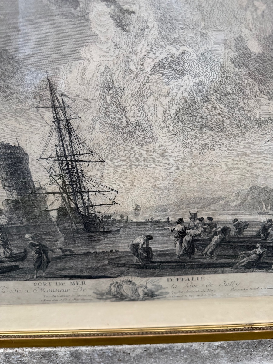 Port de mer d’Italie gravure XIXe -photo-3