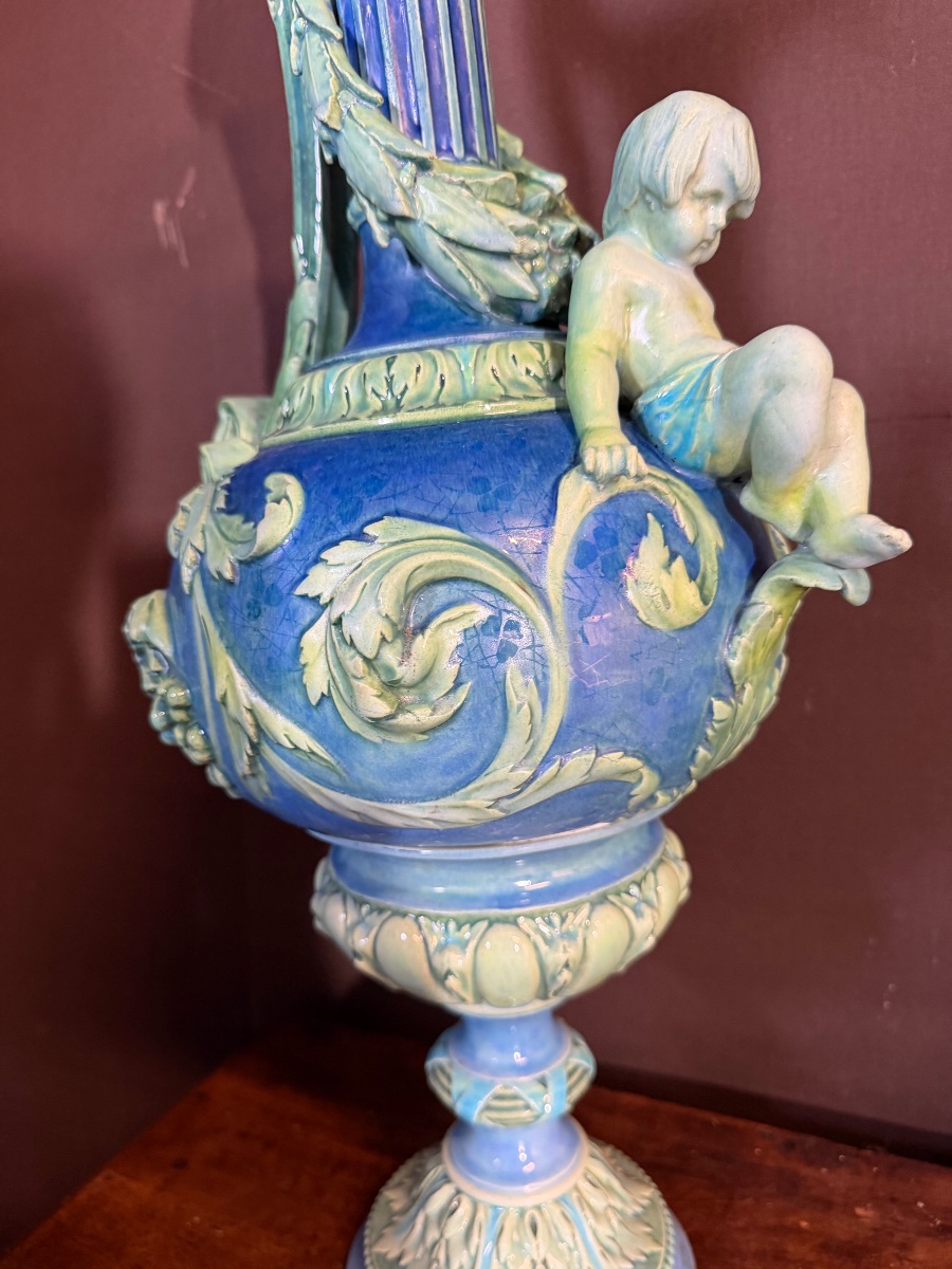 Edmond Lachenal (1855-1948) Large Art Nouveau Ewer-photo-2
