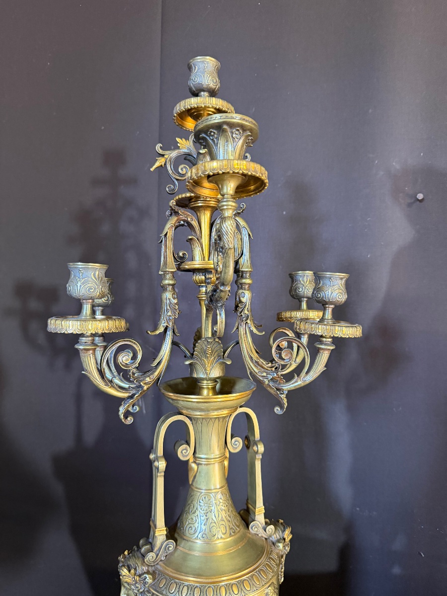Monumentale garniture de cheminée de Henri Dumaige(1830-1898)-photo-2