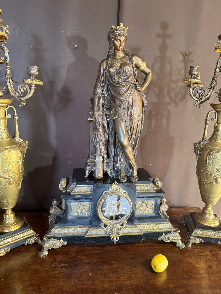 Monumentale garniture de cheminée de Henri Dumaige(1830-1898)-photo-5