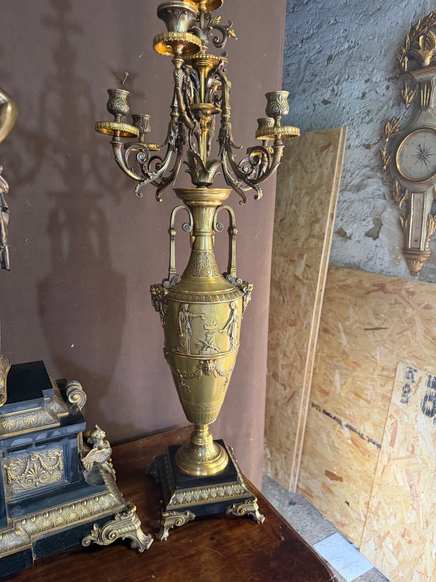 Monumentale garniture de cheminée de Henri Dumaige(1830-1898)-photo-6