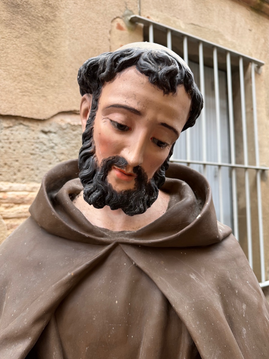 Importante statue en carton bouilli de saint Antoine de Padoue -photo-2