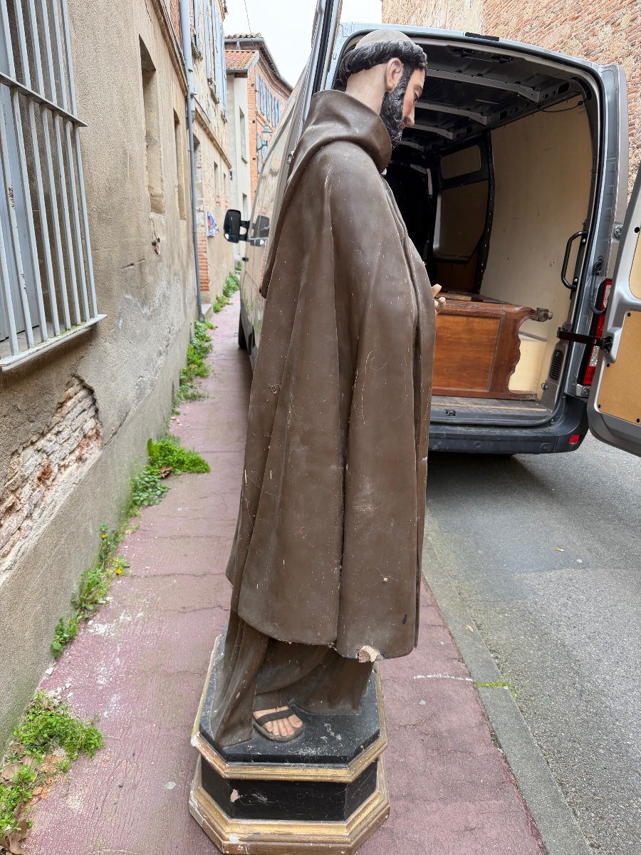 Importante statue en carton bouilli de saint Antoine de Padoue -photo-4