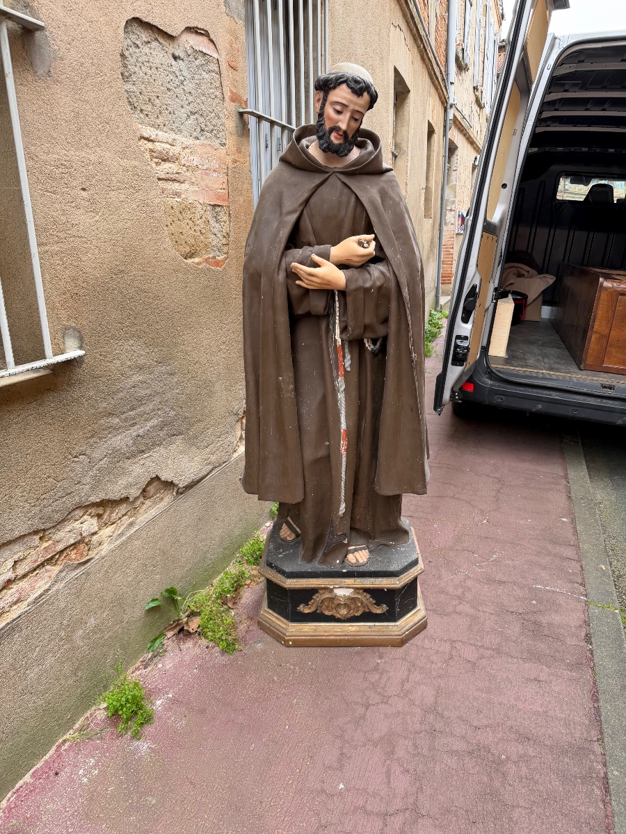 Importante statue en carton bouilli de saint Antoine de Padoue -photo-2