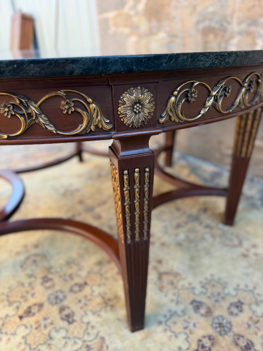 Large Louis XVI-style Table With A Marble Top, 140 Cm In Diameter-photo-3