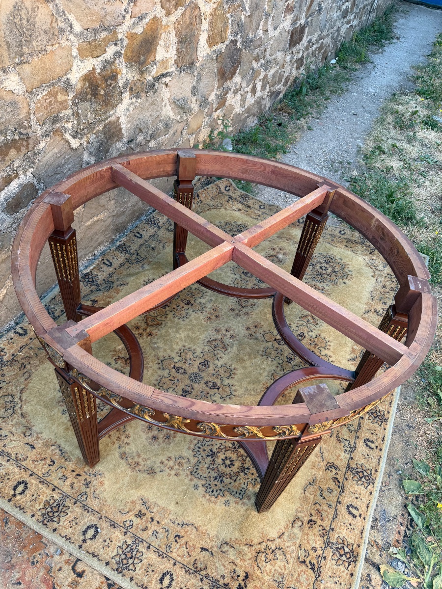 Large Louis XVI-style Table With A Marble Top, 140 Cm In Diameter-photo-4