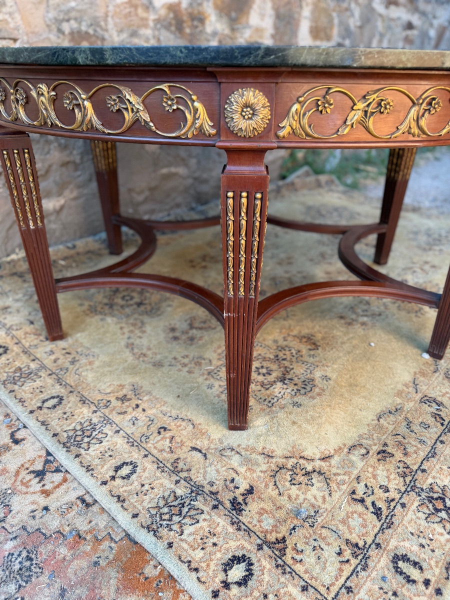 Large Louis XVI-style Table With A Marble Top, 140 Cm In Diameter-photo-5