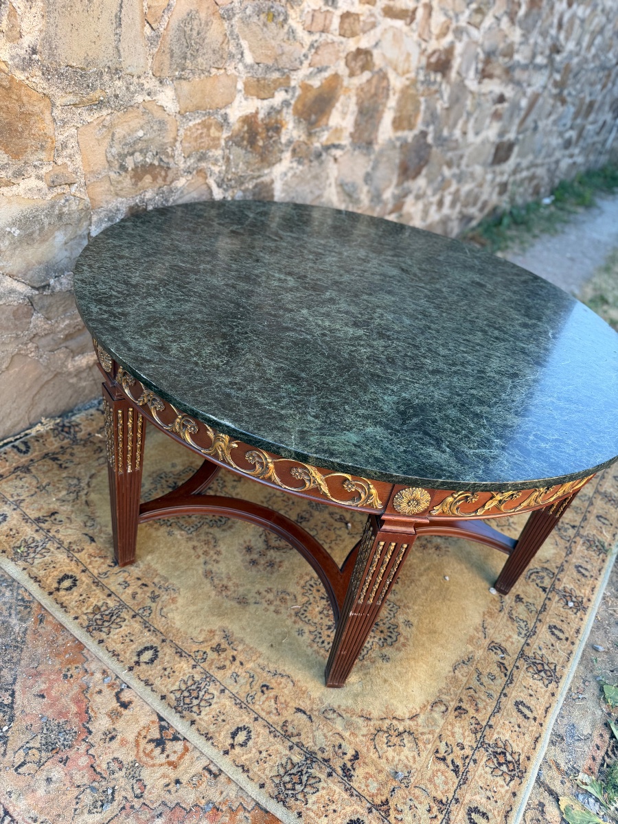 Large Louis XVI-style Table With A Marble Top, 140 Cm In Diameter-photo-6