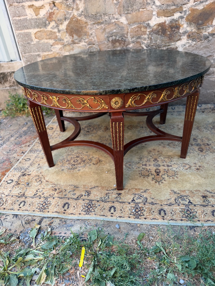 Large Louis XVI-style Table With A Marble Top, 140 Cm In Diameter-photo-7