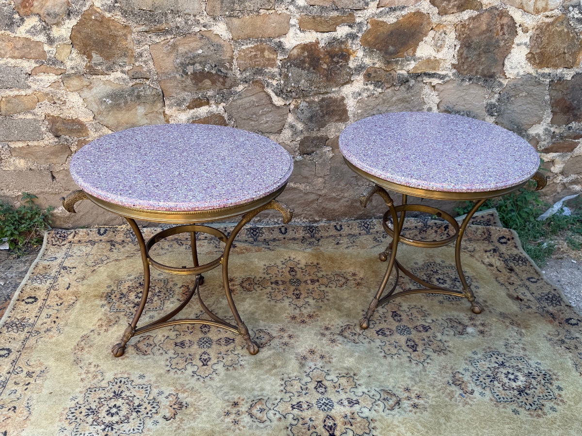 Pair Of 19th-century Bronze Pedestal Tables -photo-3