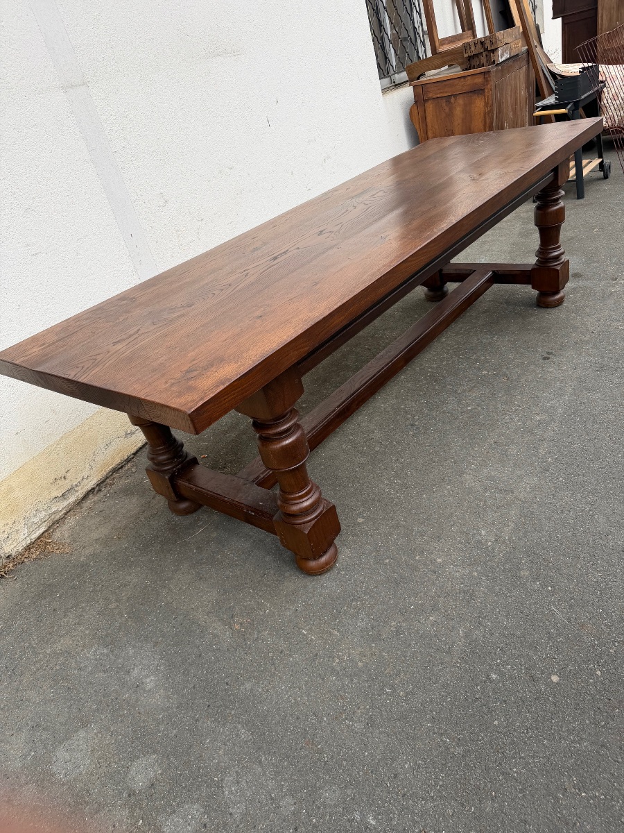 Large Louis XIII-style Dining Table (250 Cm / 86 Cm)-photo-5