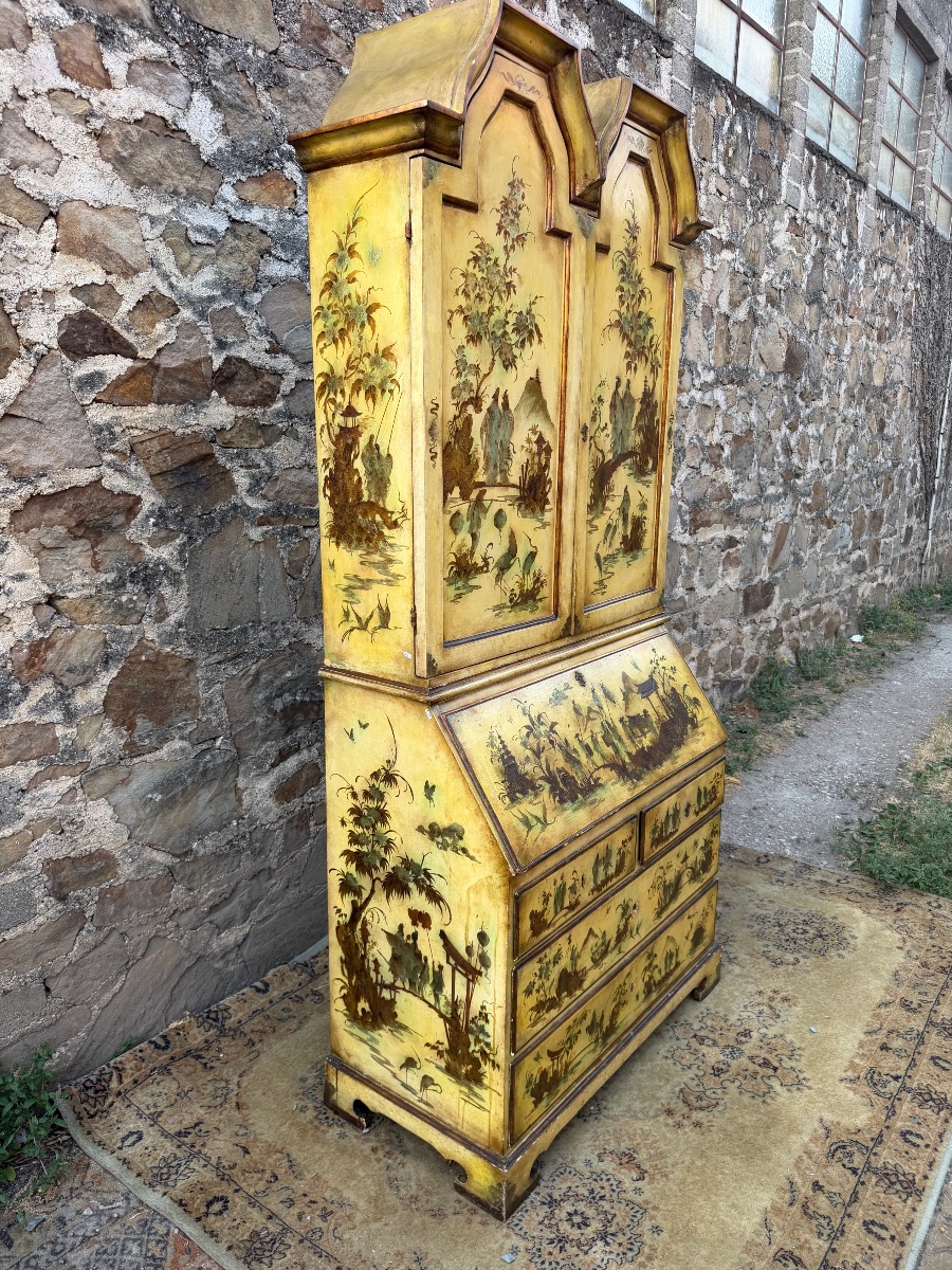 Bureau scriban en bois peint décor chinoisant -photo-6