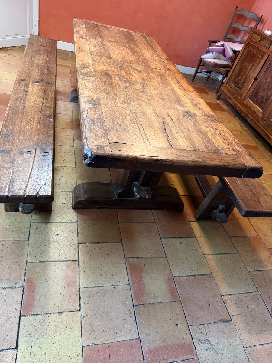 Table monastère et deux bancs -photo-5