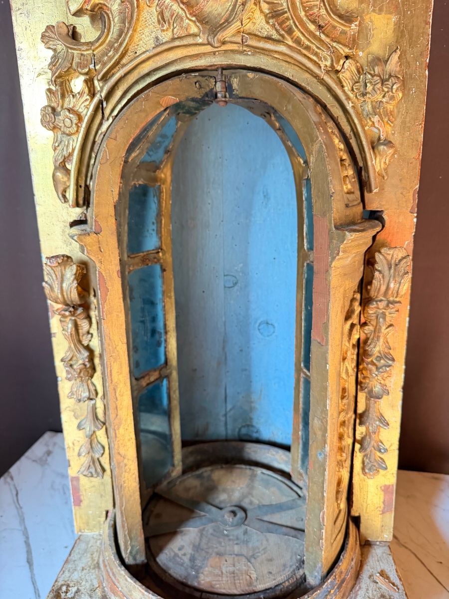 Important tabernacle espagnol en bois doré du xviiiem -photo-2