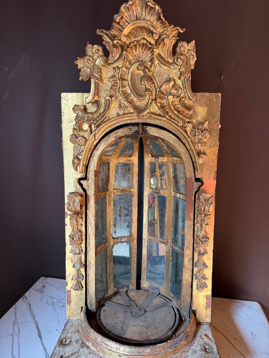 Important tabernacle espagnol en bois doré du xviiiem -photo-3