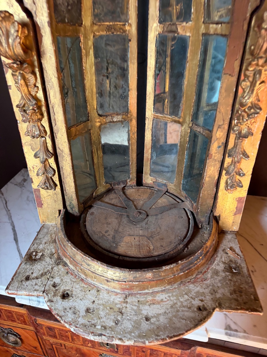 Important tabernacle espagnol en bois doré du xviiiem -photo-4