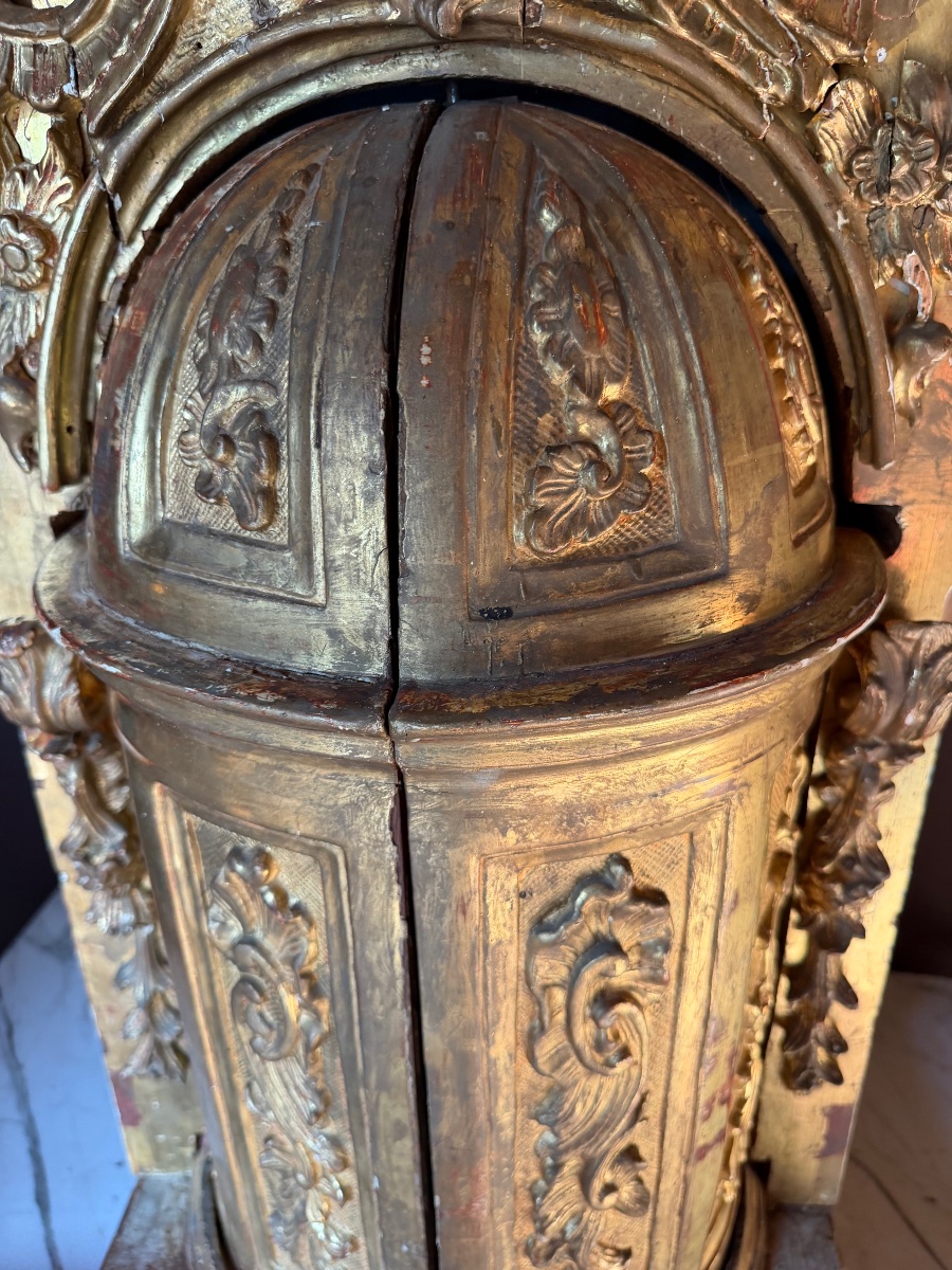 Important tabernacle espagnol en bois doré du xviiiem -photo-6