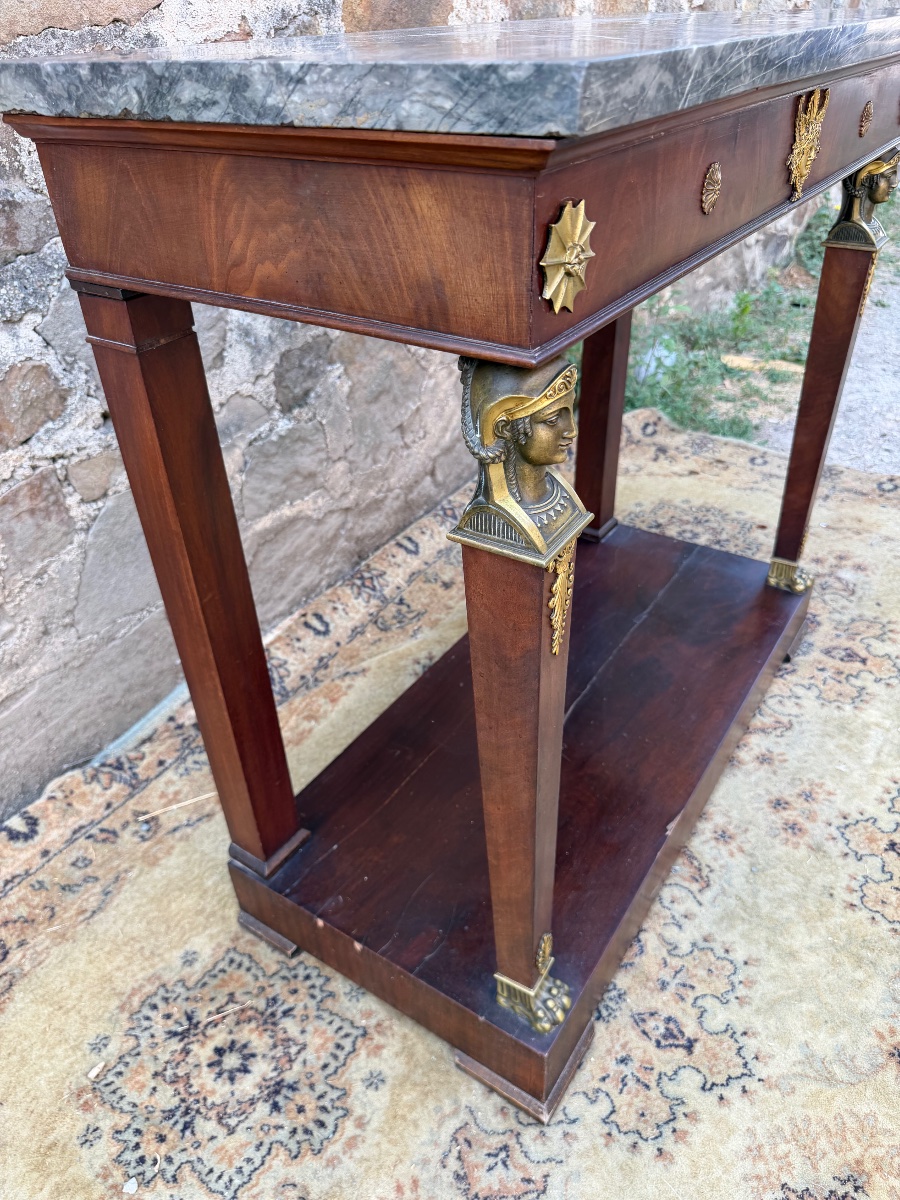 Console retour d’Égypte à cariatides en bronze -photo-4