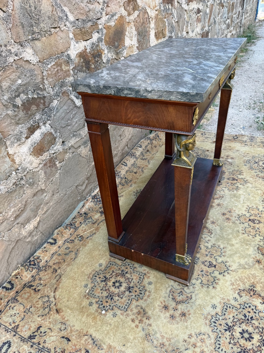 Console retour d’Égypte à cariatides en bronze -photo-1