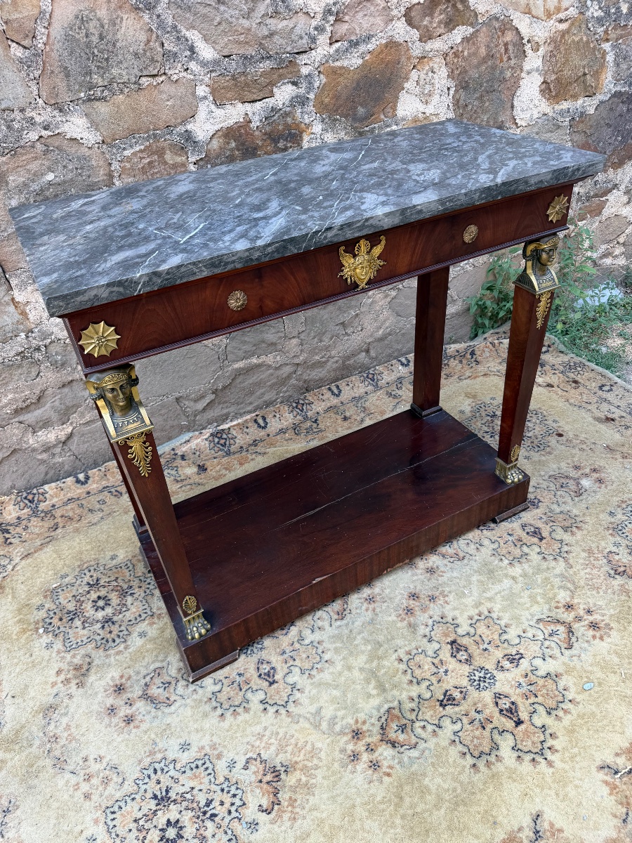 Console retour d’Égypte à cariatides en bronze -photo-4