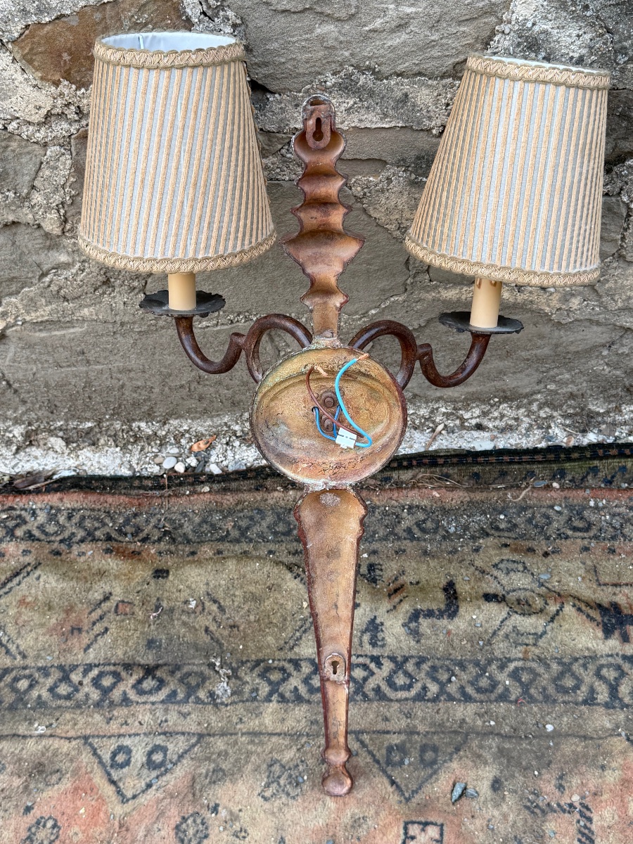 Set Of Four Painted Sheet Metal Wall Sconces -photo-3