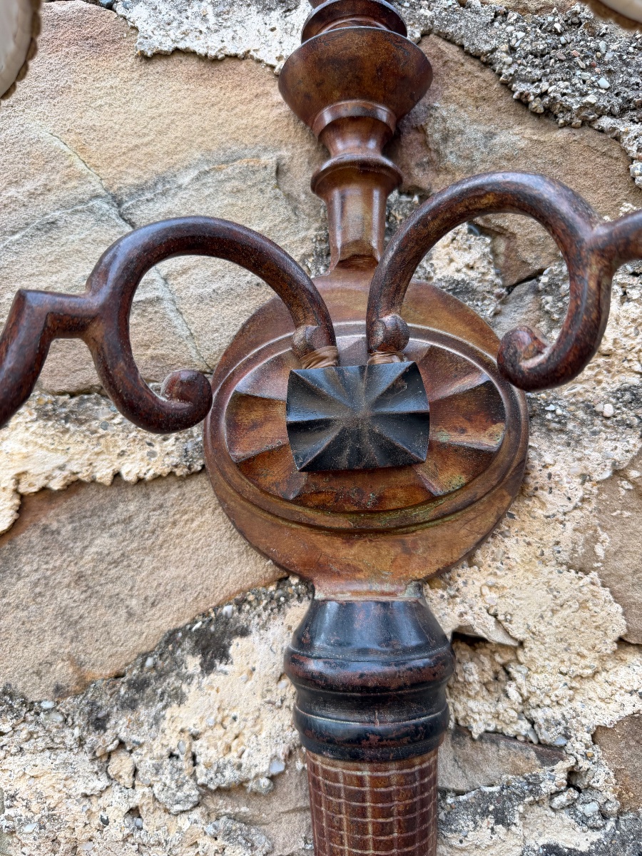 Set Of Four Painted Sheet Metal Wall Sconces -photo-2