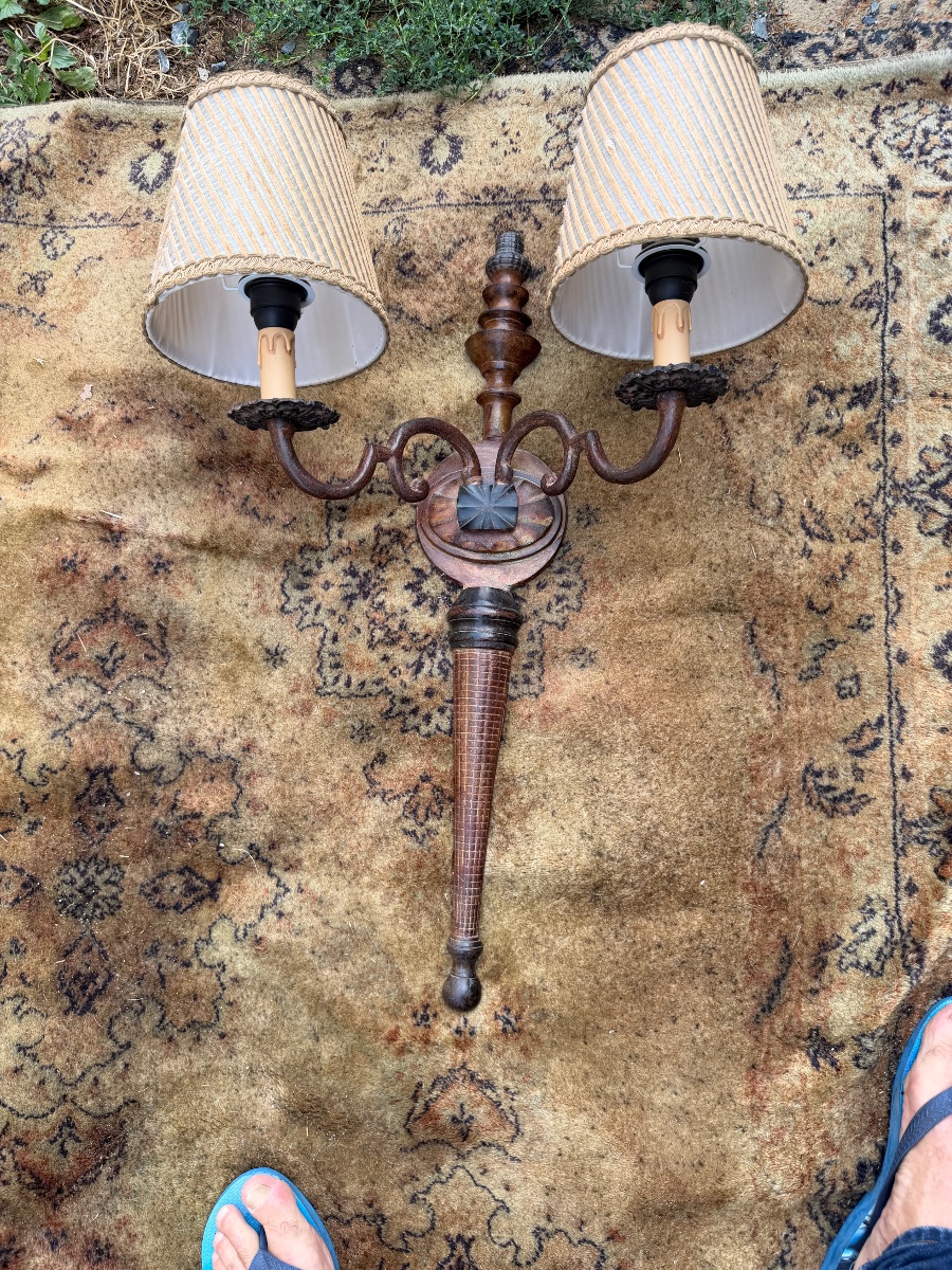 Set Of Four Painted Sheet Metal Wall Sconces -photo-5