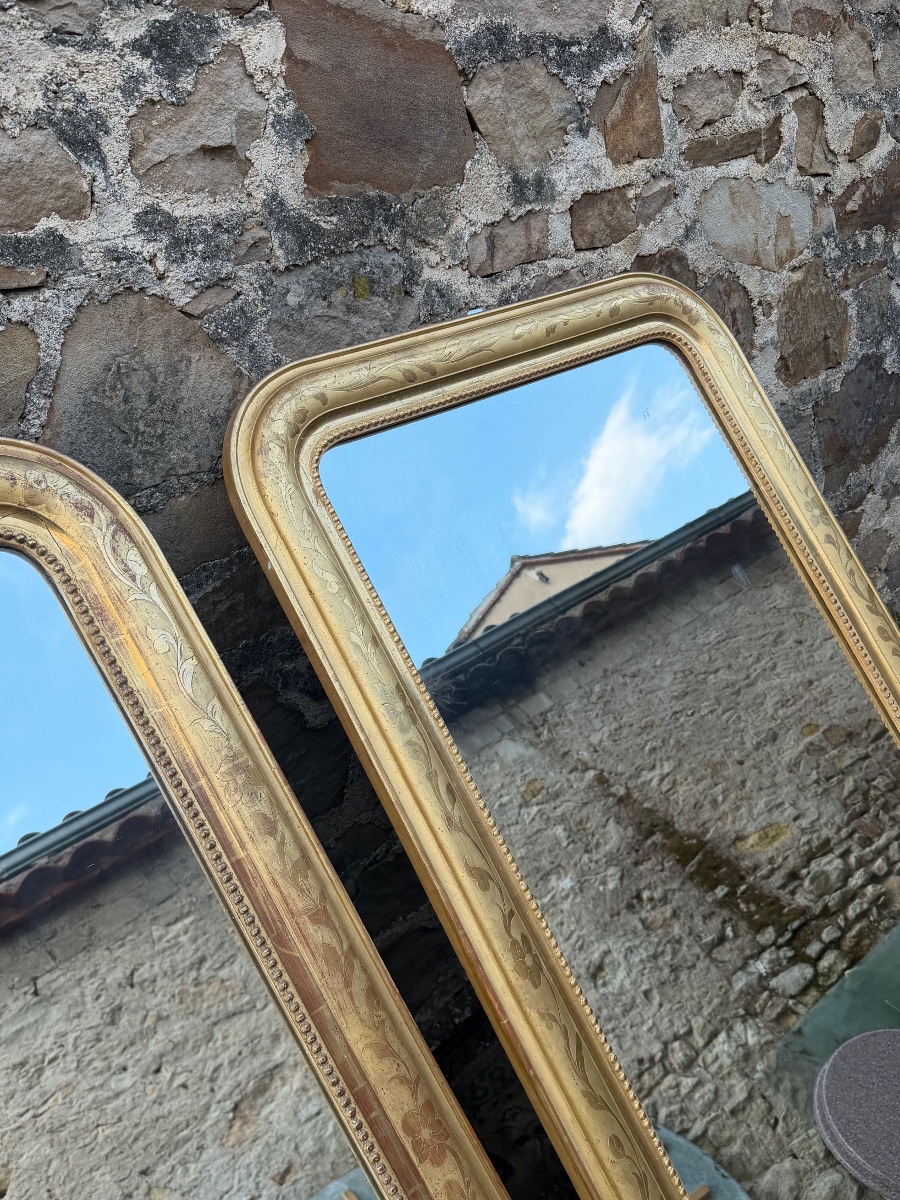 Paire de miroir en bois doré Louis Philippe (145/90cm)-photo-4