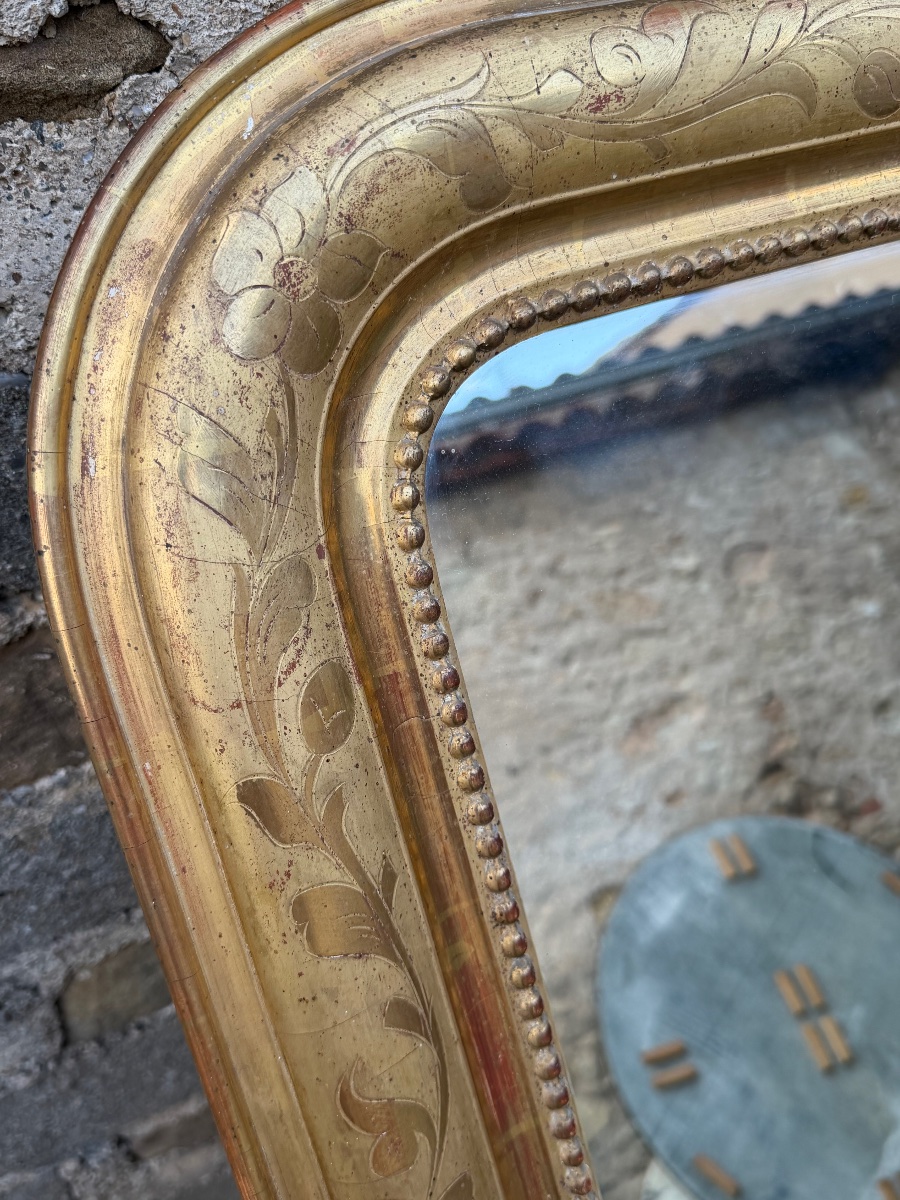 Paire de miroir en bois doré Louis Philippe (145/90cm)-photo-3