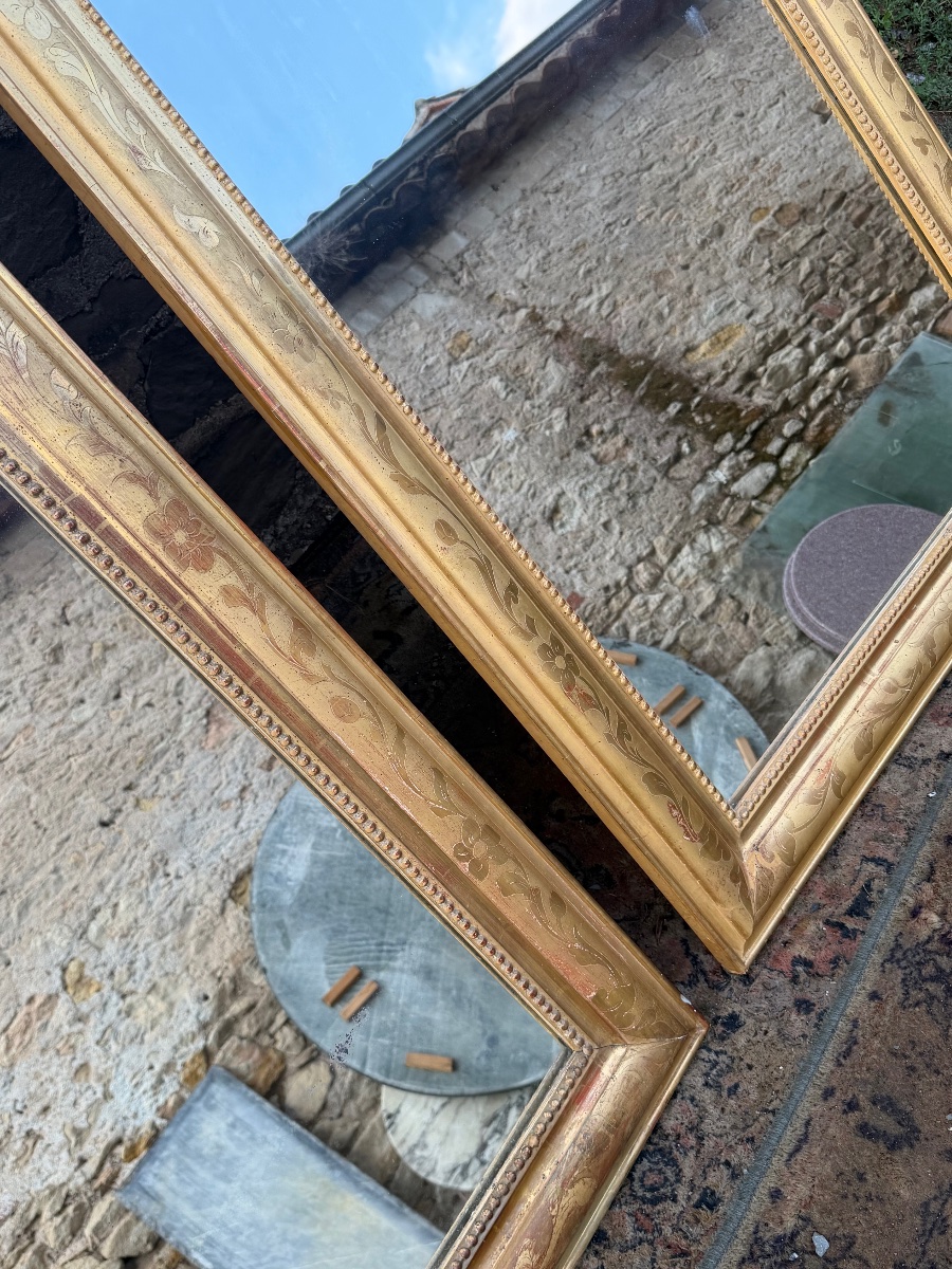 Paire de miroir en bois doré Louis Philippe (145/90cm)-photo-4