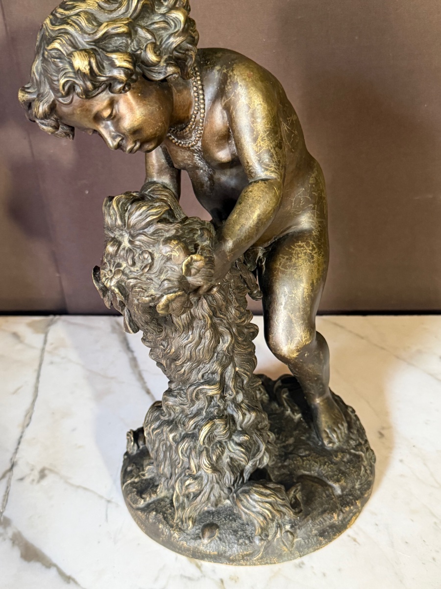Charles-Auguste Arnaud (1825 - 1883)Jeune enfant au chien -photo-3
