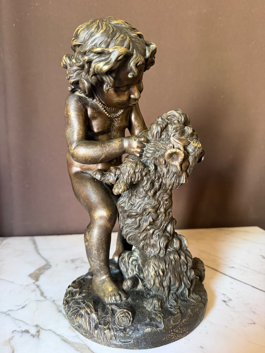 Charles-Auguste Arnaud (1825 - 1883)Jeune enfant au chien 