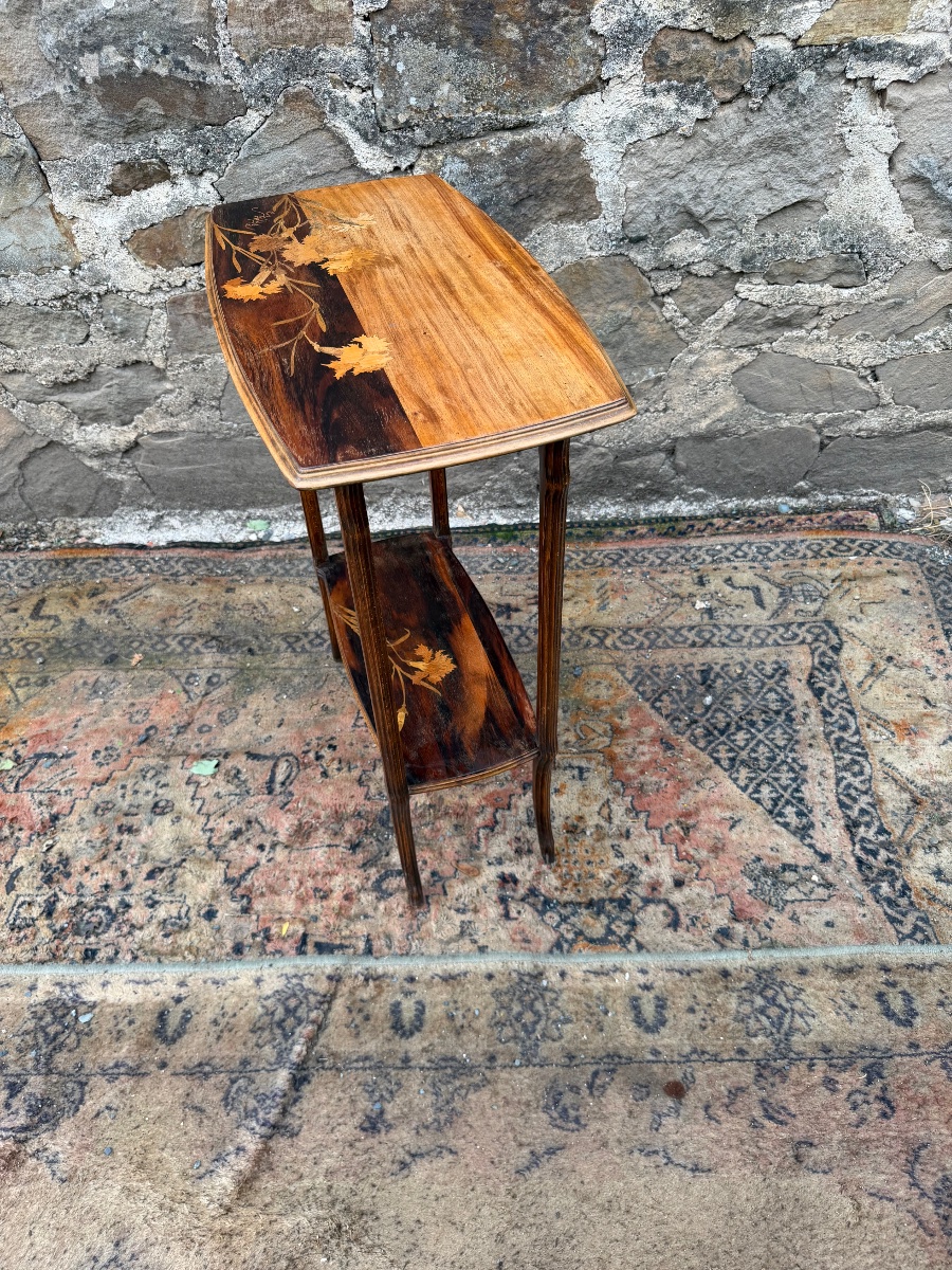 émile Gallé Small Serving Table With Floral Marquetry -photo-1