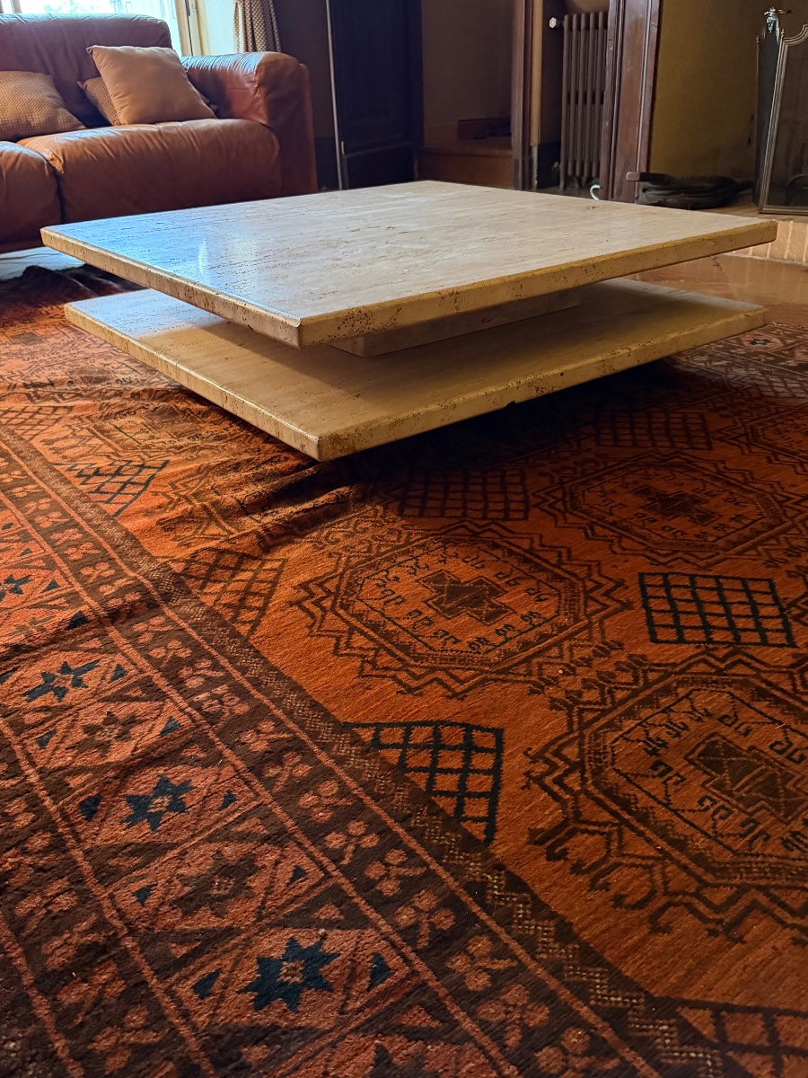 1970s Travertine Coffee Table -photo-2