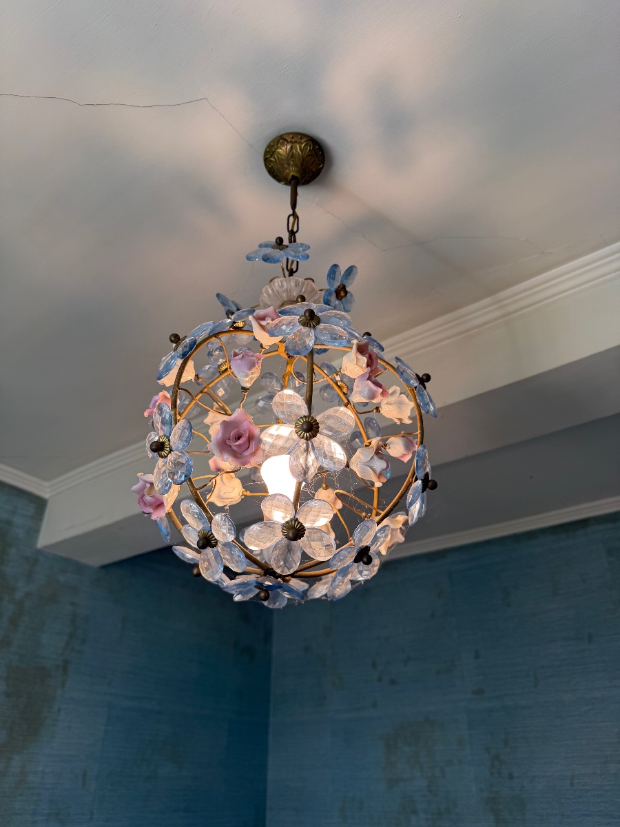 Lustre boulle décor floral -photo-2