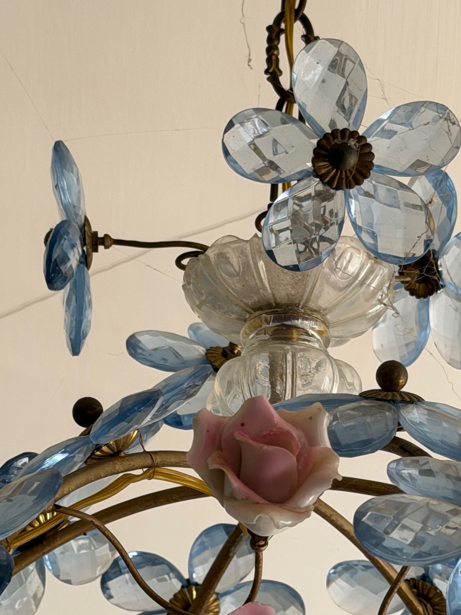 Lustre boulle décor floral -photo-4