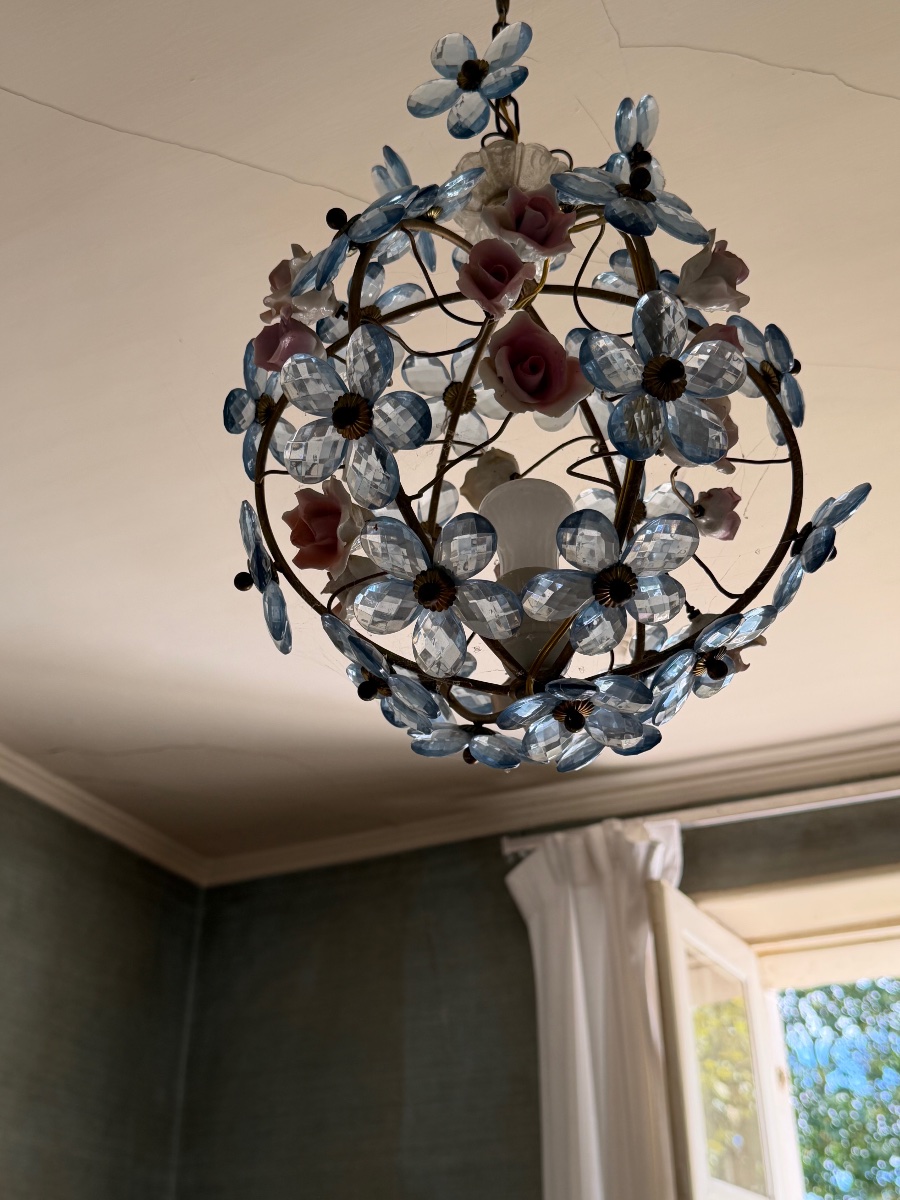 Lustre boulle décor floral -photo-1